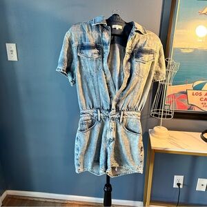 Good American Denim Short Sleeve Romper